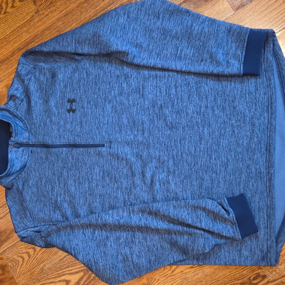 Under Armour Pullover Mens Extra Large Blue ColdGear Quarter Zip Fleece Loose